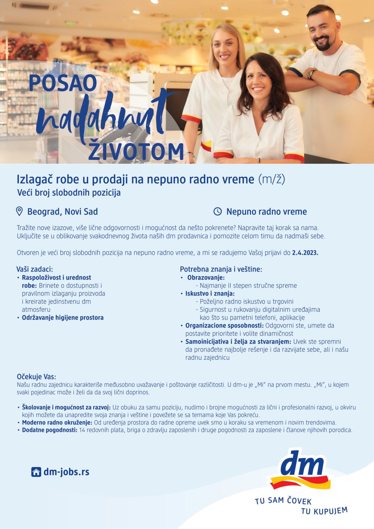 Izlagač robe u prodaji na nepuno radno vreme dm drogerie markt d.o.o.